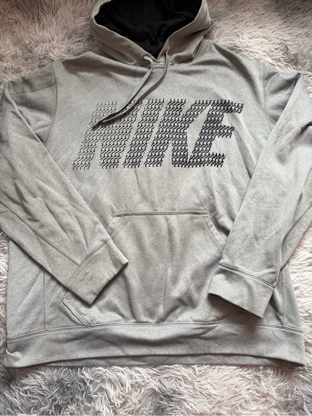 Nike Light Gray Crewneck Hoodie with Black Logo